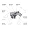 EzyDog DFD X2 Boost dog life jacket in blue detail view of neck opening, handle and reflective trim