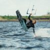 Flysurfer Trip 2 Kitesurf Board, deck view showing the pad, straps and outline