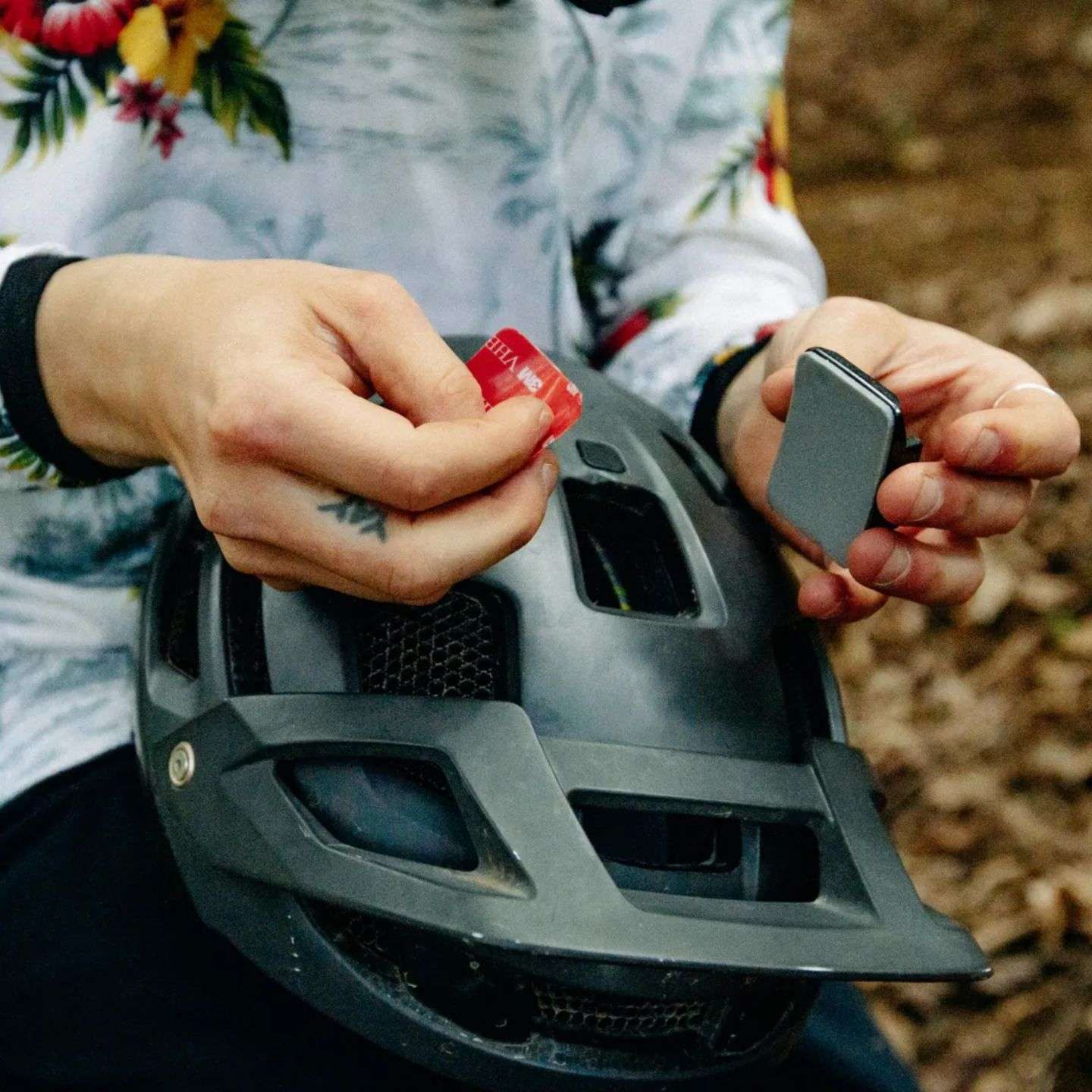 GoPro flat adhesive mount close-up for secure action camera attachment