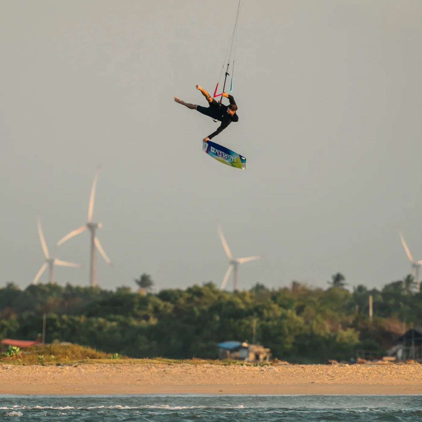 Harlem Launch Kiteboard, base view showing underside shape and graphics