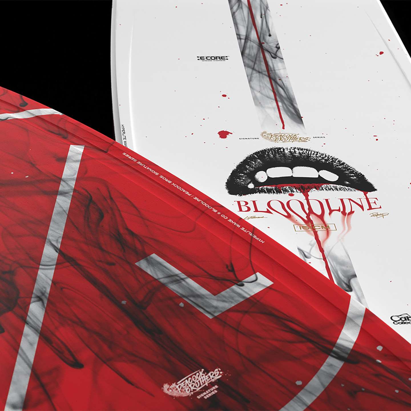 Hyperlite Bloodline 2026 Wakeboard – detail view highlighting the wakeboard base, channels and fin area