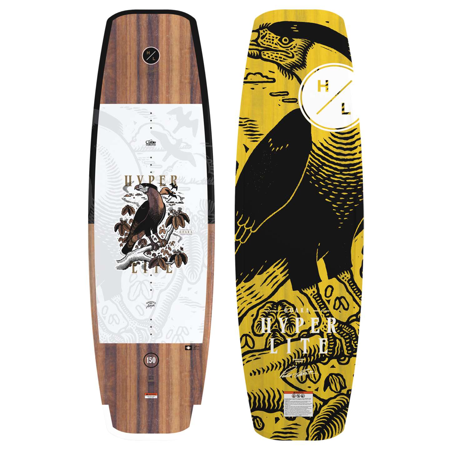 Hyperlite Guara 2026 Wakeboard – detail view highlighting the wakeboard base, channels and fin area