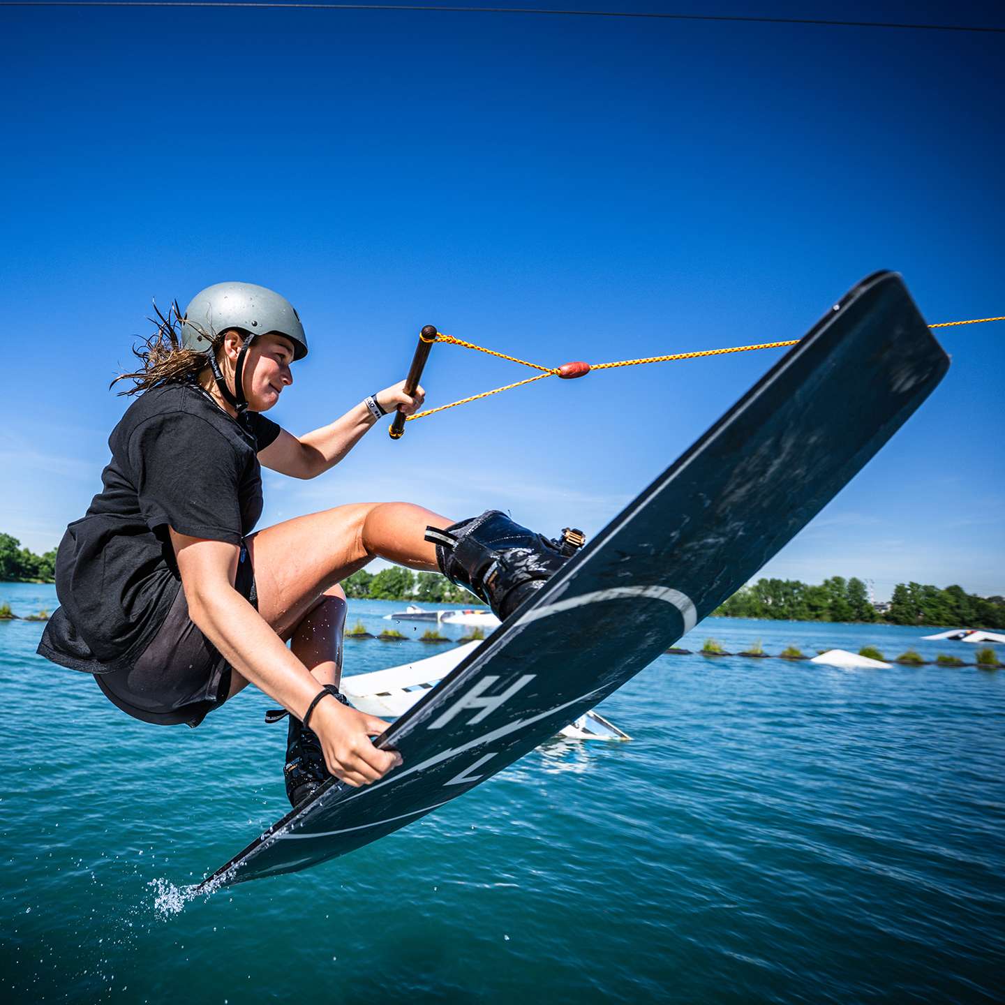 Hyperlite Impulse 2026 Wakeboard – alternate view showing the wakeboard shape and base graphic