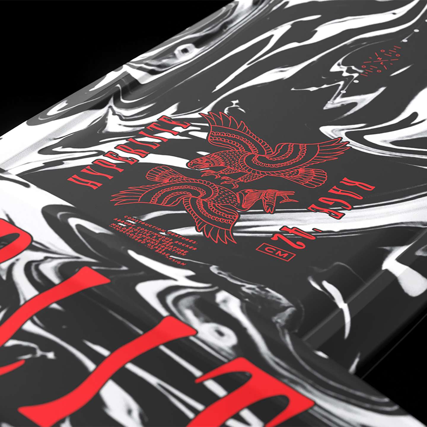 Hyperlite Rage 2026 Wakeboard – detail view highlighting the wakeboard base, channels and fin area