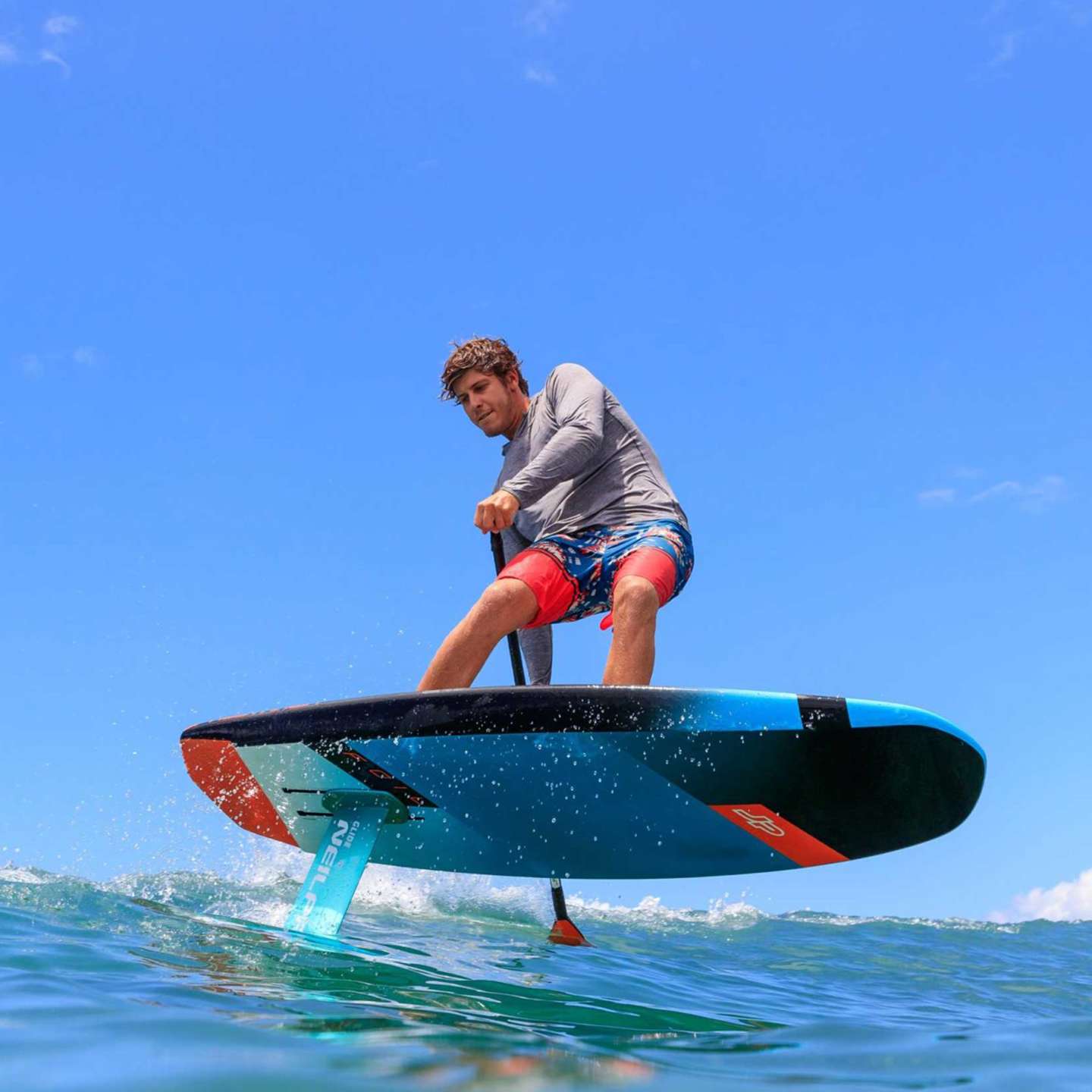 JP Foil Surf Foil Board 2020 deck view highlighting the standing area, rail shape and foil board construction