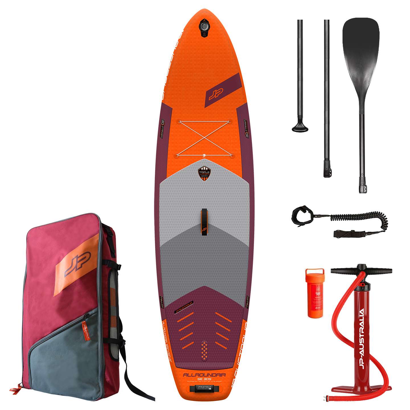 JP AllRoundAir SE 3DS 11'0 Inflatable SUP 2021 product cutout showing the full SUP board outline, deck pad and nose-to-tail shape