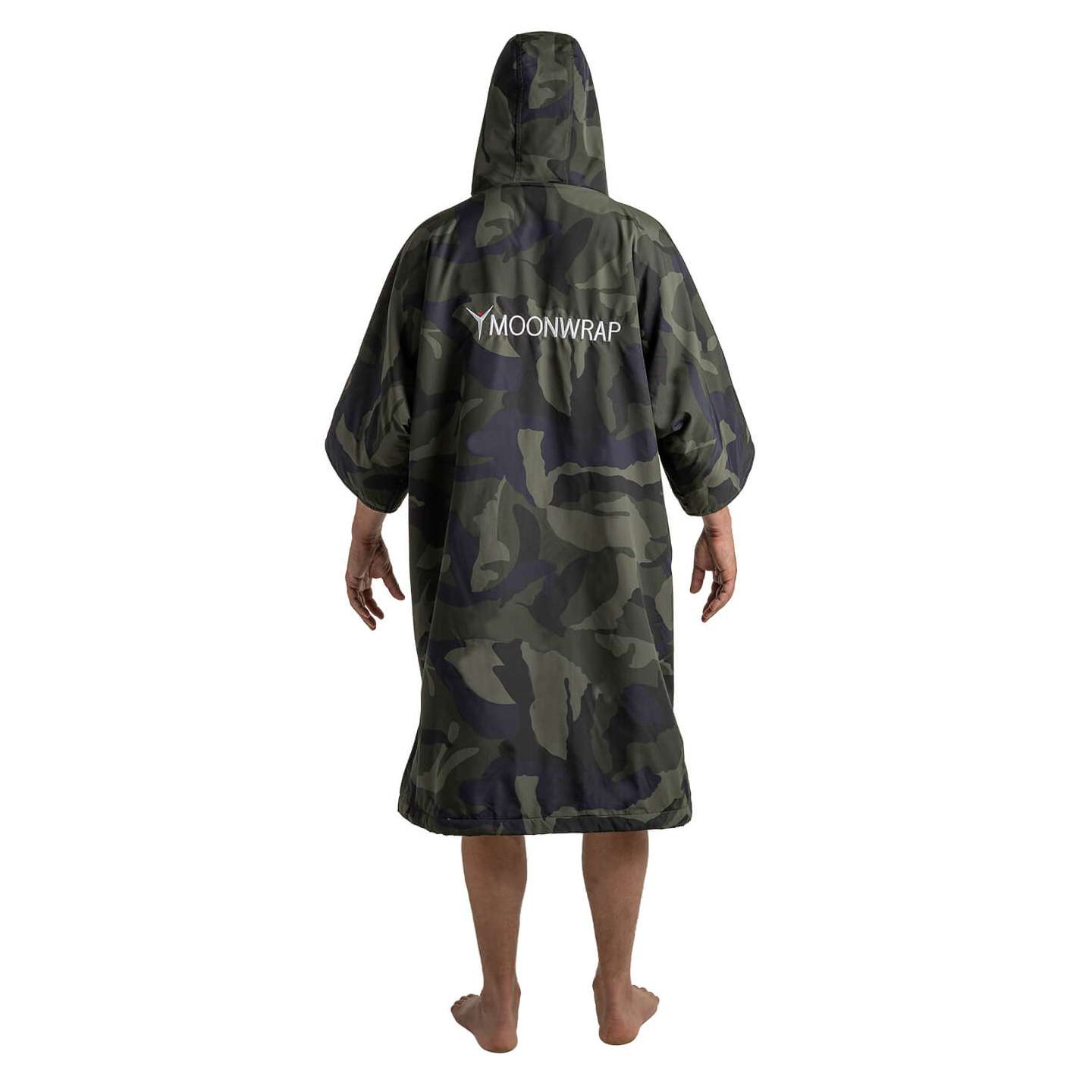 moonwrap-short-sleeve-robe-camo-alt2-zoom Moonwrap Short Sleeve Robe Camo Limited Edition rear view showing oversized waterproof robe coverage