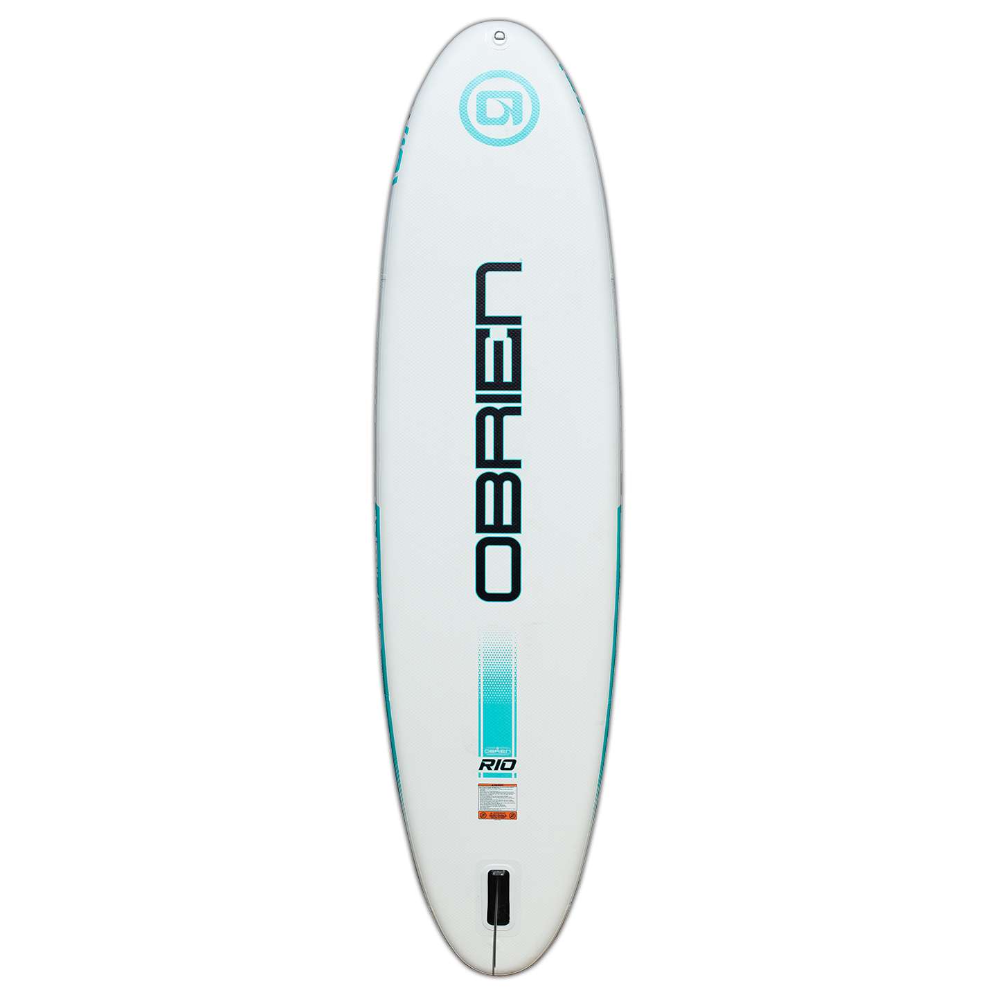 O'Brien 11'0 Rio Inflatable SUP stand up paddle board bottom view showing the hull and fin setup
