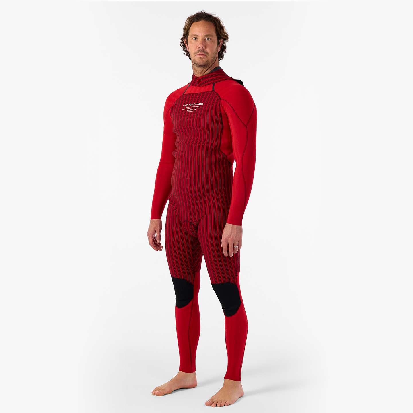 O'Neill Hyperfreak Fire 5/4+ BZ Wetsuit 2026 in colourway A00 chest zip and seam detail