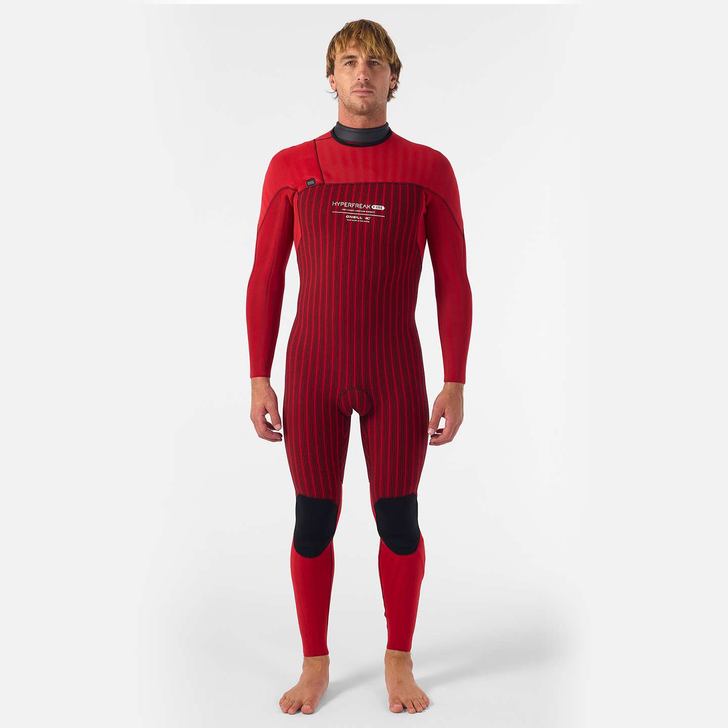 O'Neill Hyperfreak Fire 5/4+ CZ Wetsuit 2026 in colourway A00 chest zip and seam detail