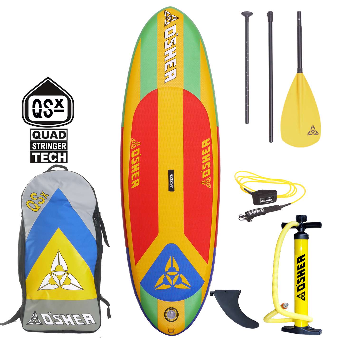O'Shea 7'10 Grom QSx Inflatable SUP Board 2025 studio product image of the full board