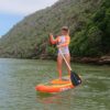 O'Shea 9'8 HDx Inflatable SUP 2025 deck view showing traction pad, carry handle and board shape