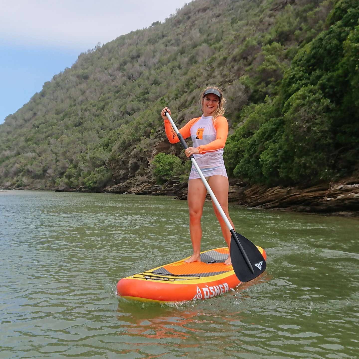 O'Shea 9'8 HDx Inflatable SUP 2025 deck view showing traction pad, carry handle and board shape