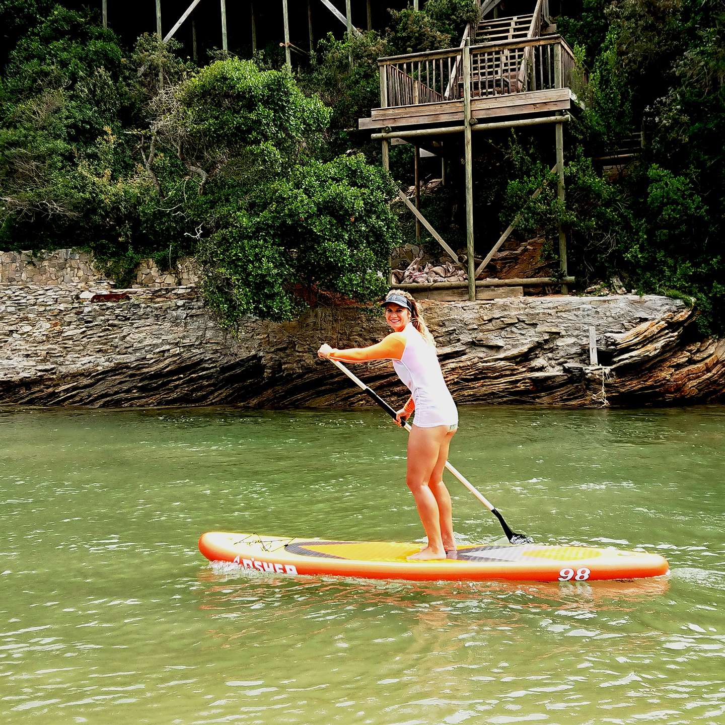 O'Shea 9'8 HDx Inflatable SUP 2025 close-up detail of board construction, deck pad and accessory features