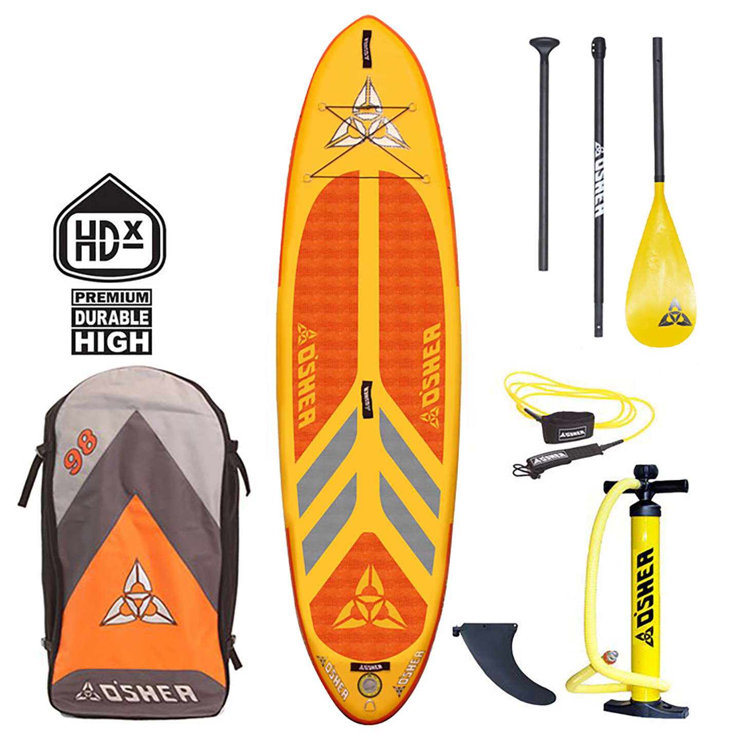 O'Shea 9'8 HDx Inflatable SUP 2025 studio product image of the full board