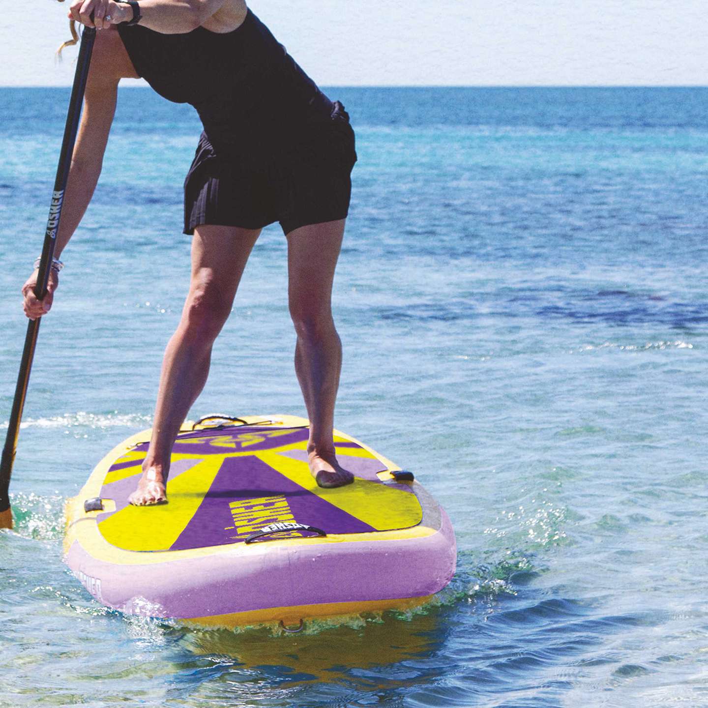 O'Shea 10'0 Siren HDx Inflatable SUP 2023 deck view showing traction pad, carry handle and board shape