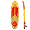 O'Shea 10'2 HDx Inflatable SUP 2025 underside view showing fin box, rails and inflatable board outline