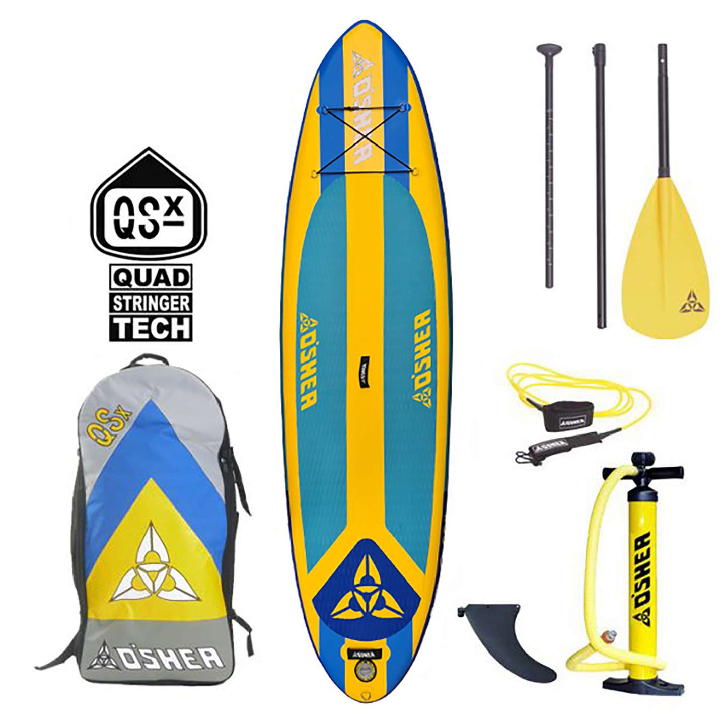 O'Shea 10'8 QSx Inflatable SUP 2025 studio product image of the full board