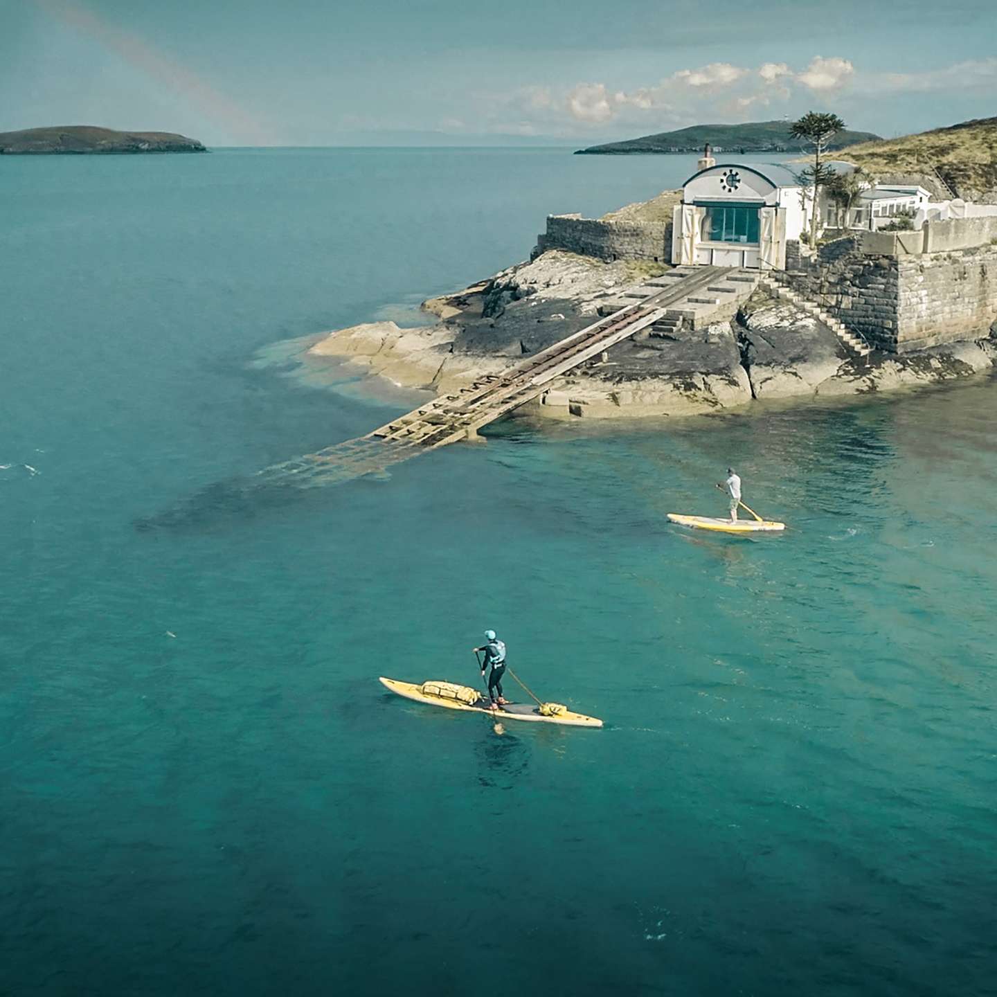 O'Shea 11'6 GTB HPx Inflatable SUP 2022 deck view showing traction pad, carry handle and board shape