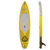 O'Shea 11'6 GTB HPx Inflatable SUP 2022 underside view showing fin box, rails and inflatable board outline