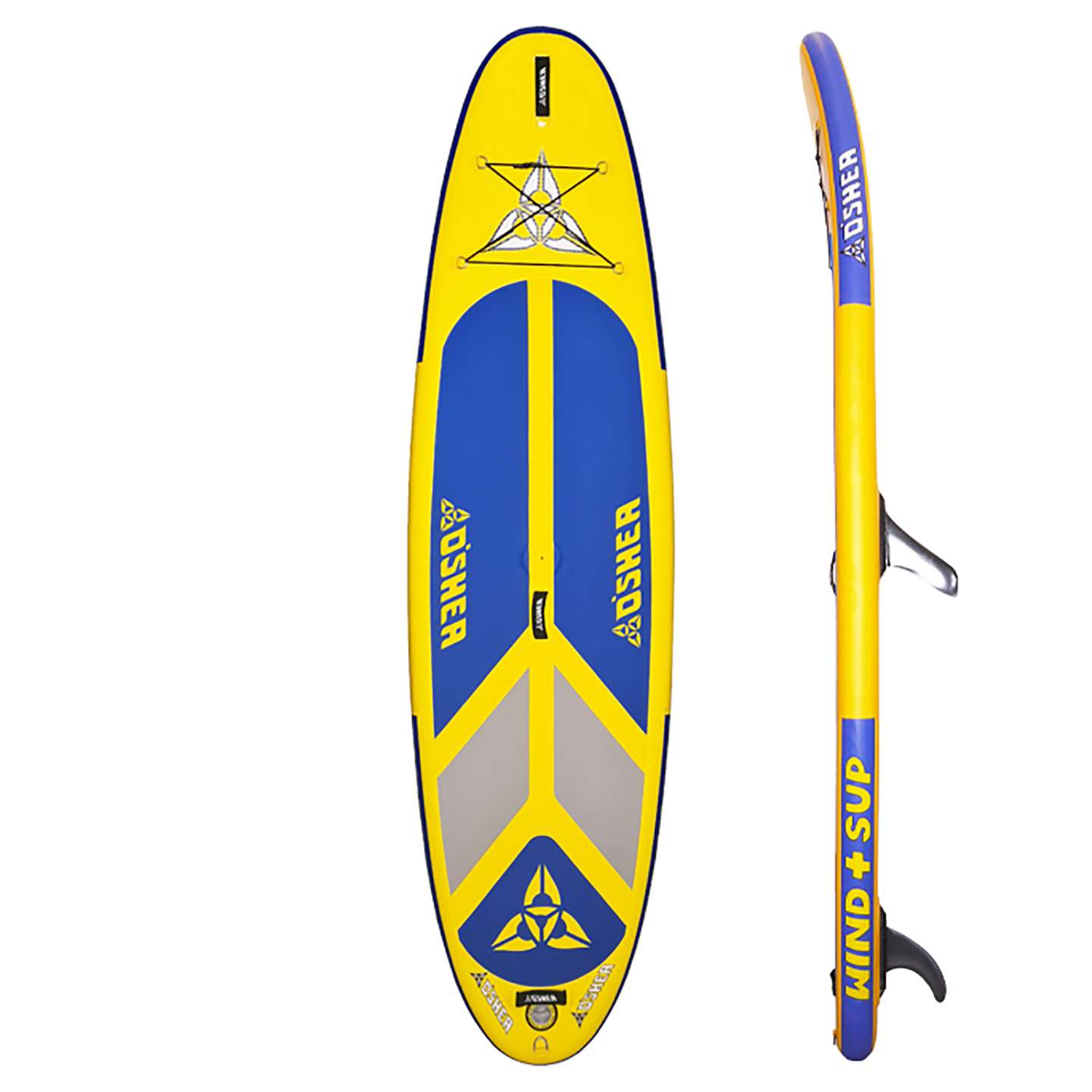 O'Shea 11'0 WIND+SUP Inflatable SUP Board 2025 deck view showing traction pad, carry handle and board shape