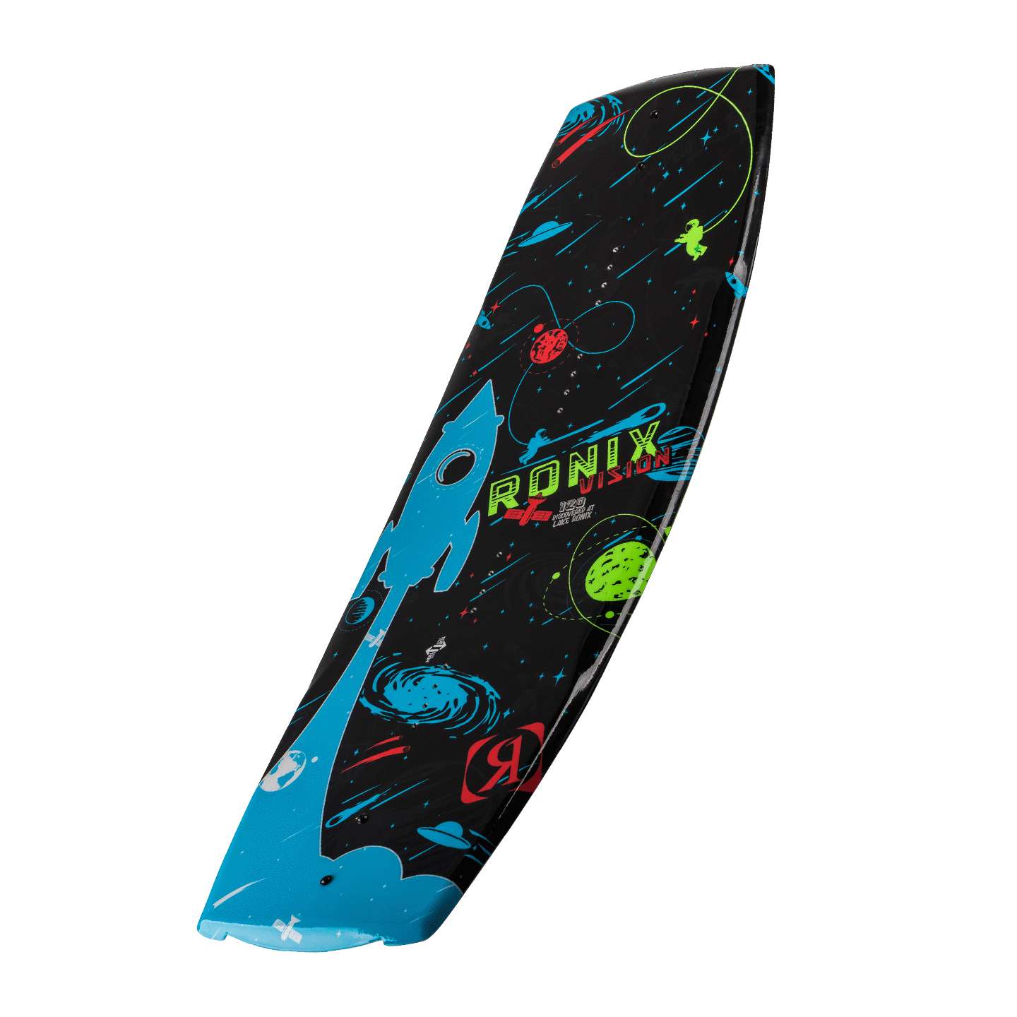 ronix-2022-vision-board-alt3-zoom Ronix Vision Kids Wakeboard 2026 close-up detail of the wakeboard construction and inserts