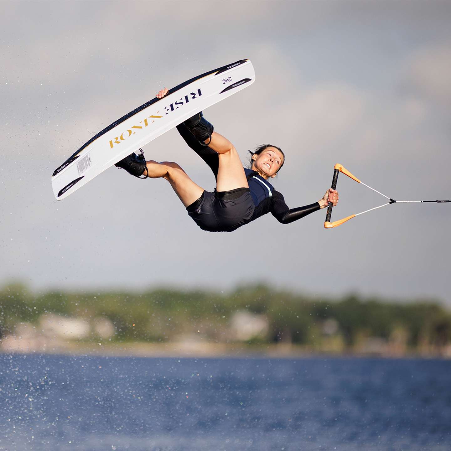 Ronix Women’s Rise 2024 Wakeboard bottom/base view showing the underside graphic
