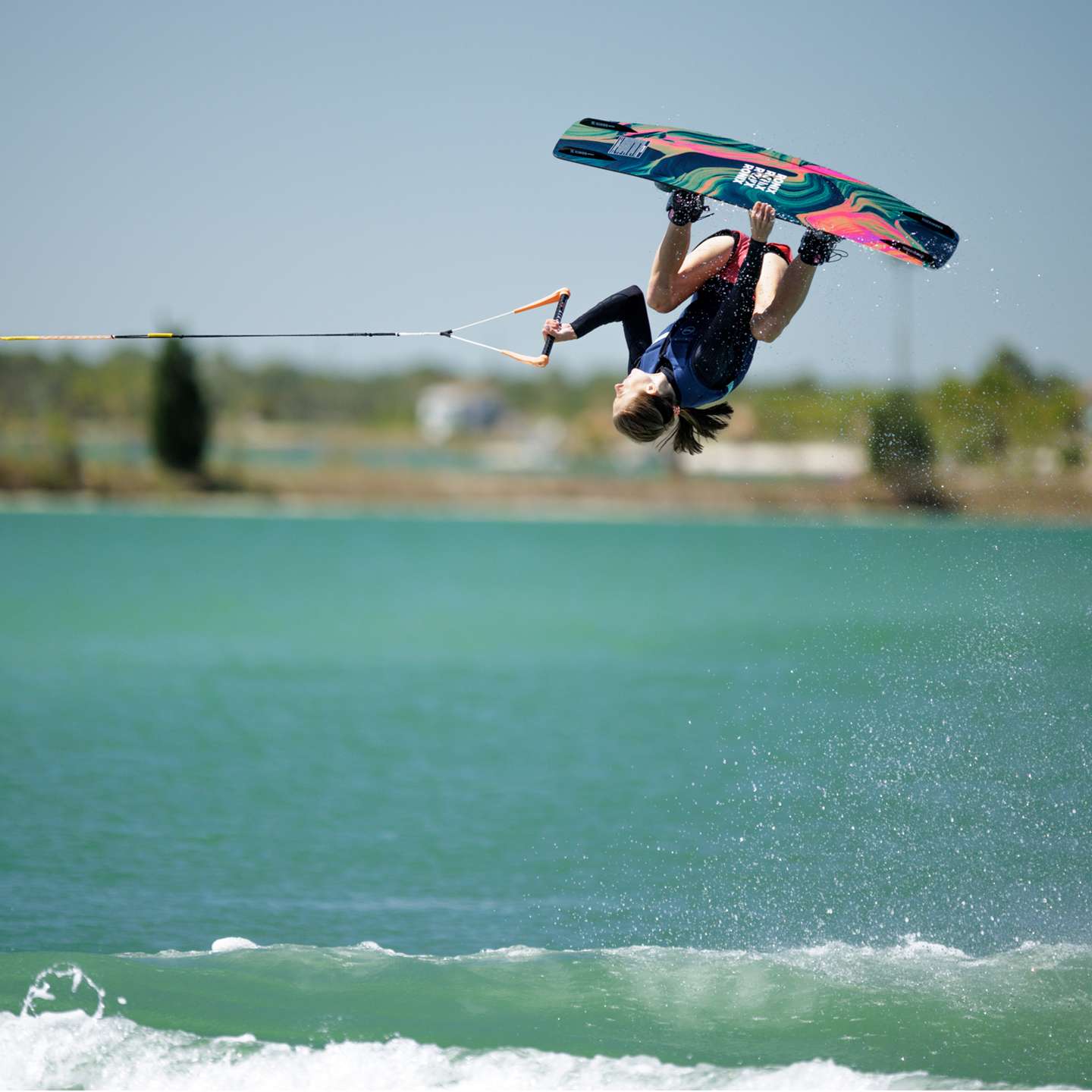 Ronix Women’s Rise 2026 Wakeboard bottom/base view showing the underside graphic