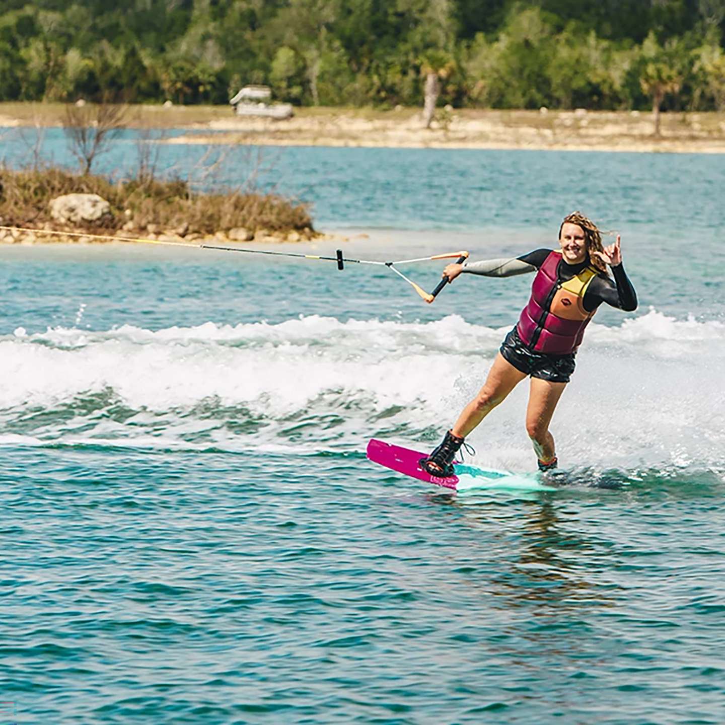 Ronix Women’s Krush 2026 Wakeboard bottom/base view showing the underside graphic