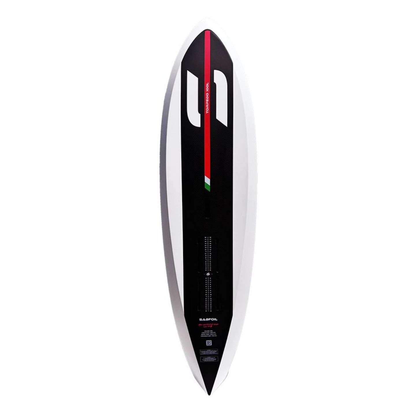 Sabfoil Torpedo 2025 foil board deck pad, rails and volume profile view