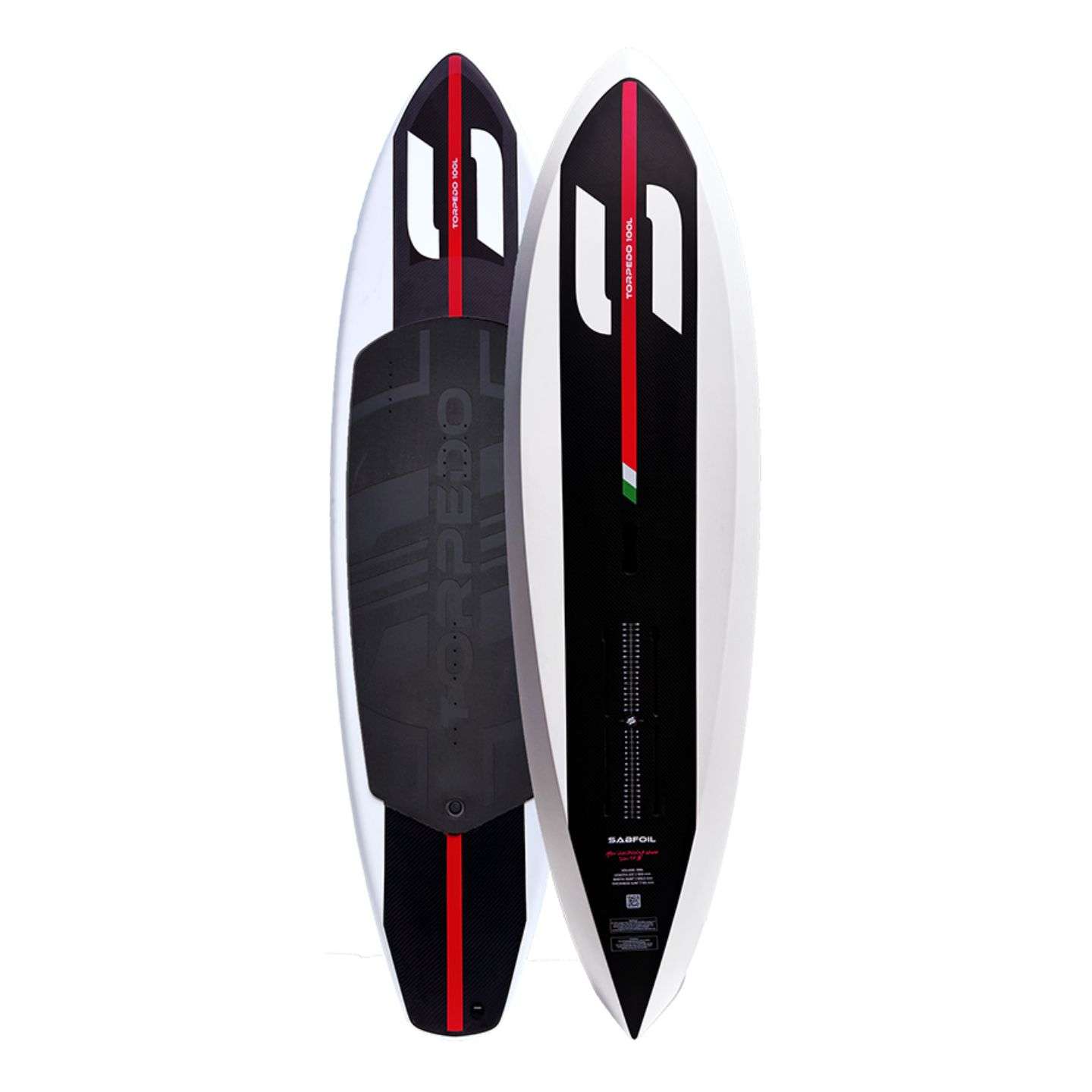 Sabfoil Torpedo 2025 foil board bottom shape and foil track mounting detail