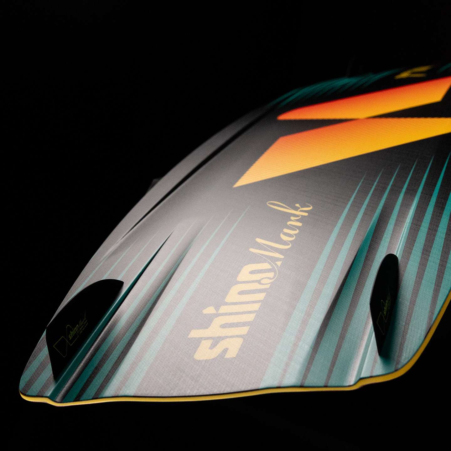 Shinn Baracus Kiteboard 2025 close-up showing rail shape, inserts and construction details