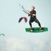 Shinn Dalton Kiteboard 2025 top deck view showing the board graphic, outline and stance area