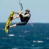Shinn Monker Kiteboard 2025 top deck view showing the board graphic, outline and stance area