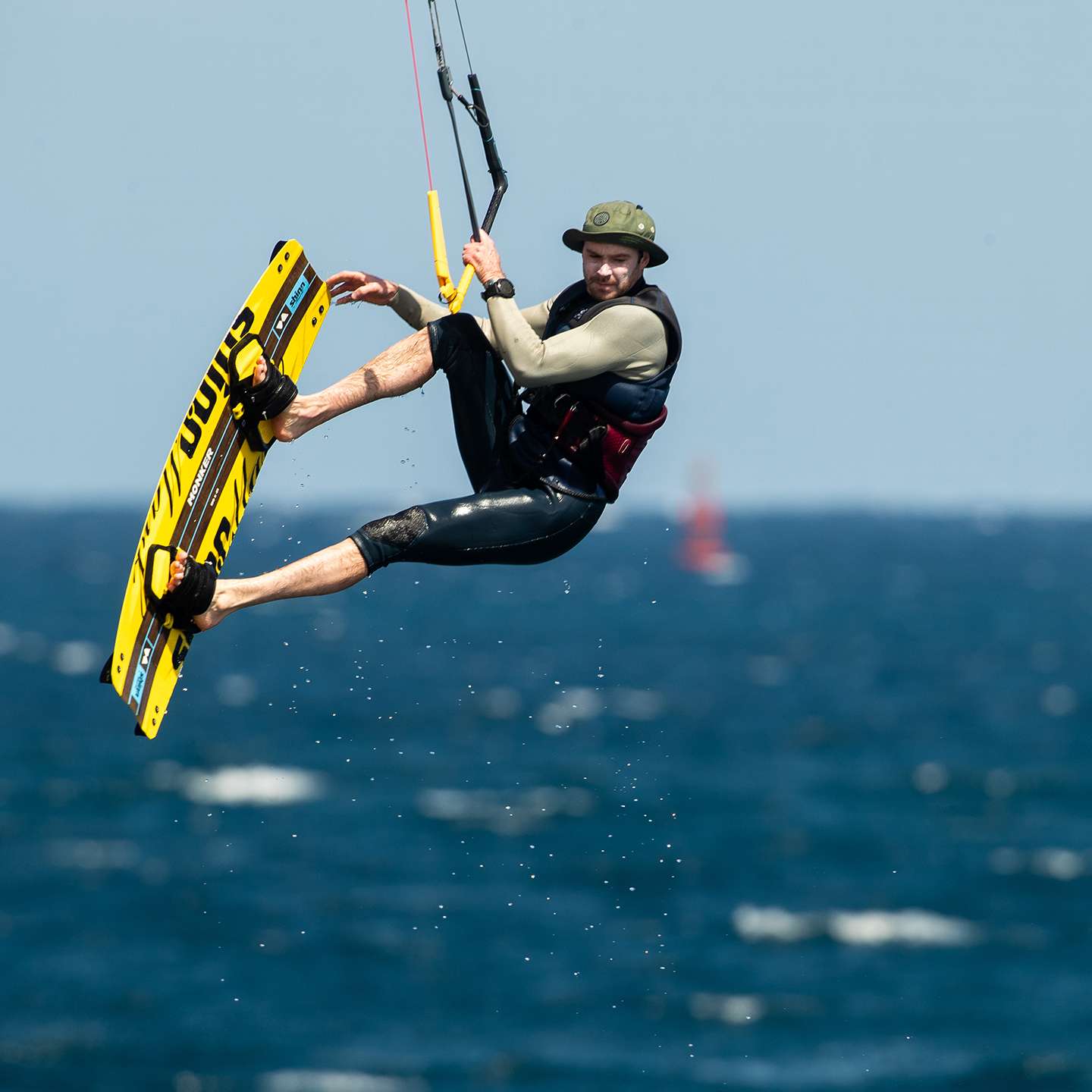 Shinn Monker Kiteboard 2025 top deck view showing the board graphic, outline and stance area