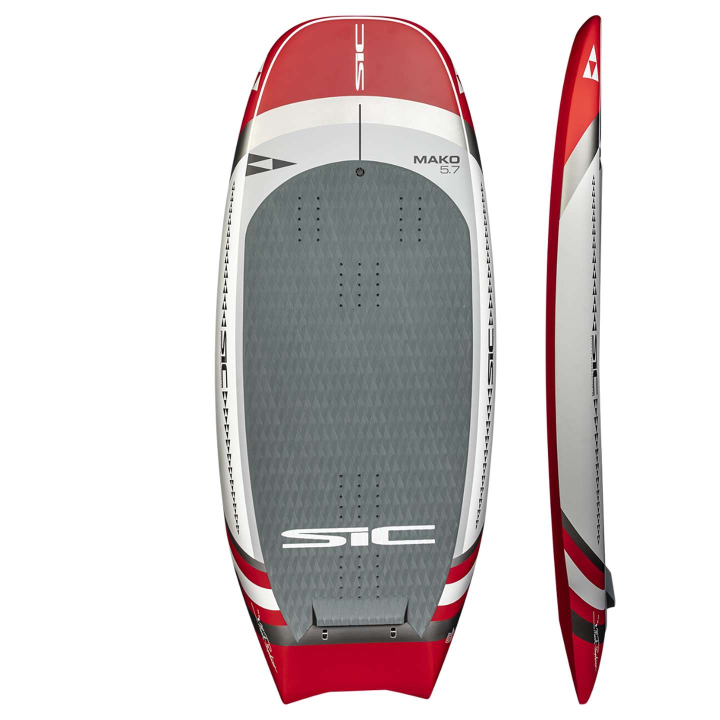 SIC Maui Mako 5'7 Foil Board 2021 detail view highlighting the foil track mounting area, rails and compact board shape