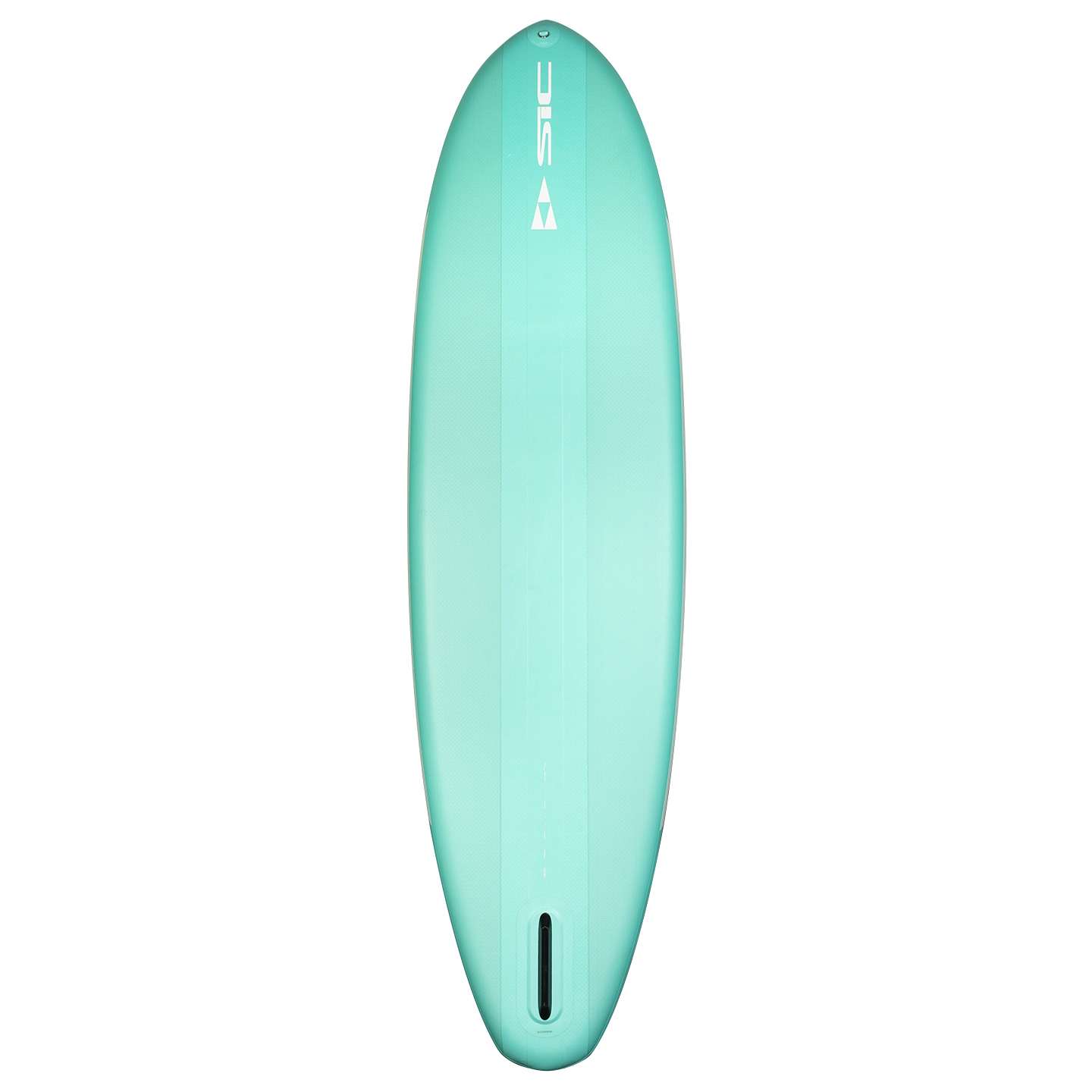 SIC Maui Tao Air 10'6 Inflatable SUP detail view highlighting the inflatable board nose, rail shape and deck construction