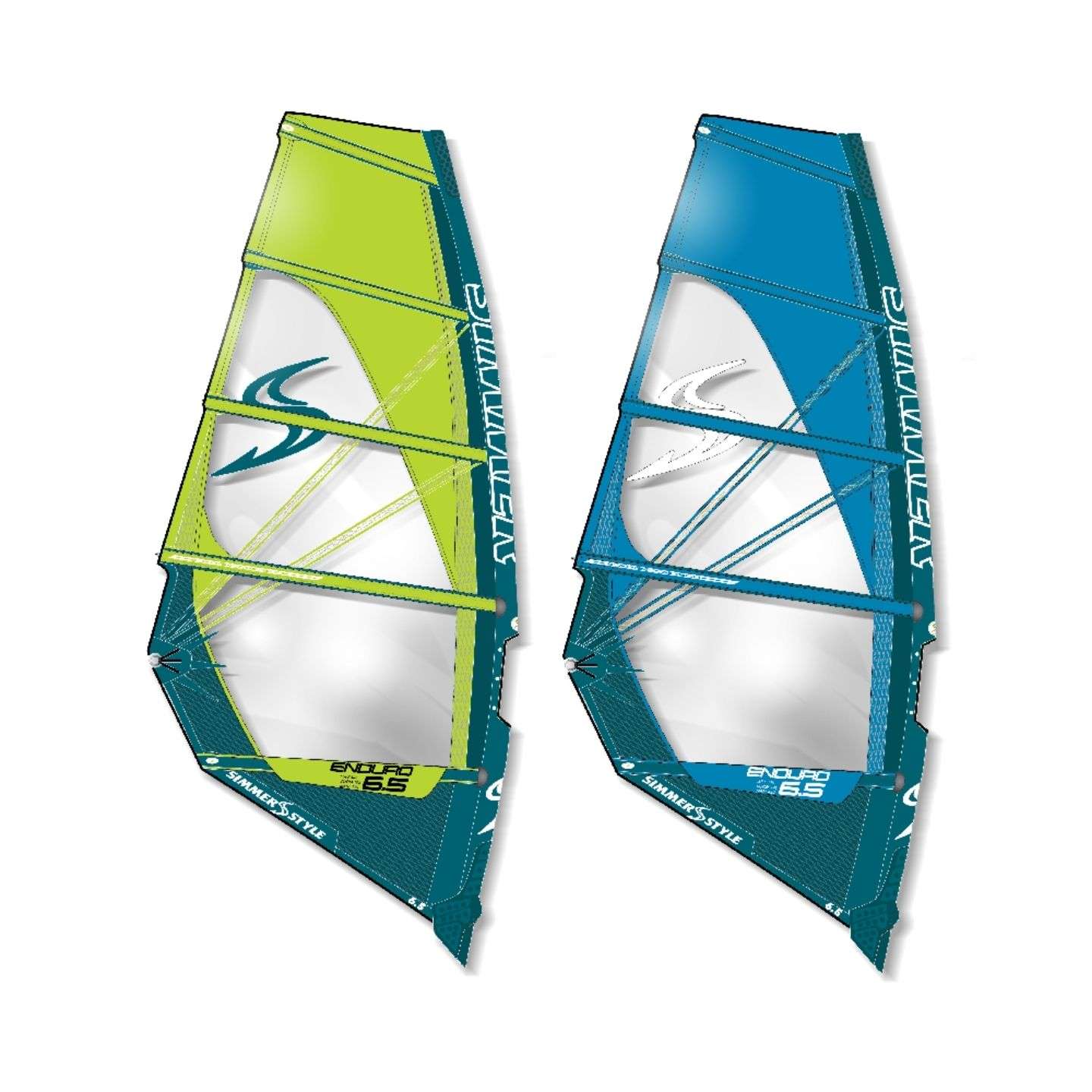 Simmer Enduro 2022 windsurf sail product cutout showing the full sail outline, panel layout and luff sleeve shape