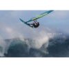 Simmer Icon Legacy 2022 windsurf sail alternate view highlighting the sail graphics, battens and reinforced window panels