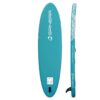 Spinera Lets Paddle 11'2 Inflatable SUP Package inflatable stand up paddle board deck view showing the EVA traction pad, carry handle and bungee storage area