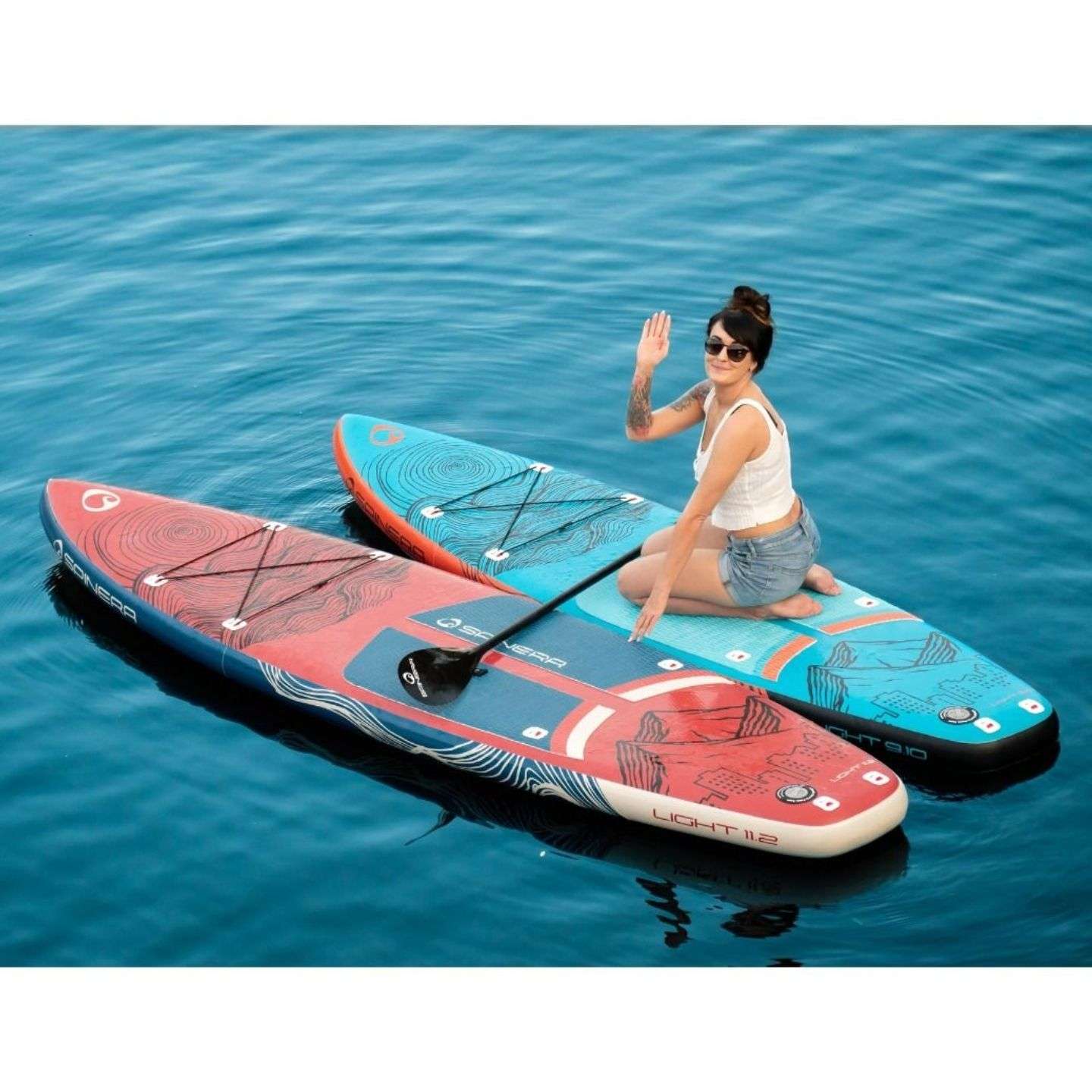 Spinera Light iSUP inflatable stand up paddle board detail view highlighting materials, fittings and product finish