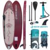 Spinera Suprana iSUP 10'8 inflatable stand up paddle board lifestyle view of the inflatable paddle board set up for flat-water paddling