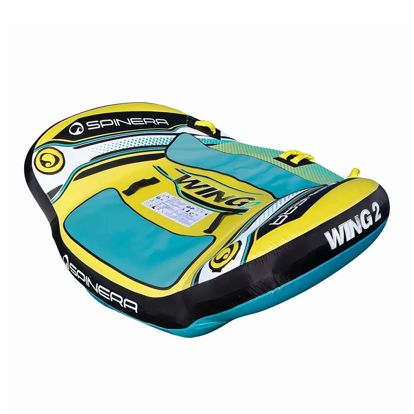 Spinera Wing 2 Inflatable Tube inflatable towable water tube lifestyle view of the towable tube inflated and ready for use behind a boat