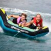 Spinera Wing 2 Inflatable Tube inflatable towable water tube on-water style image highlighting the handles, seating area and inflatable deck shape