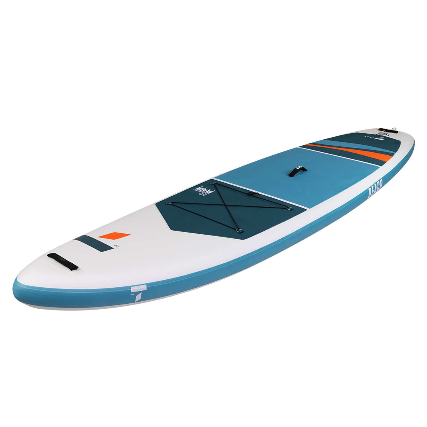 Tahe 11'0 Beach Wing Inflatable SUP 2022 inflatable board underside and fin view
