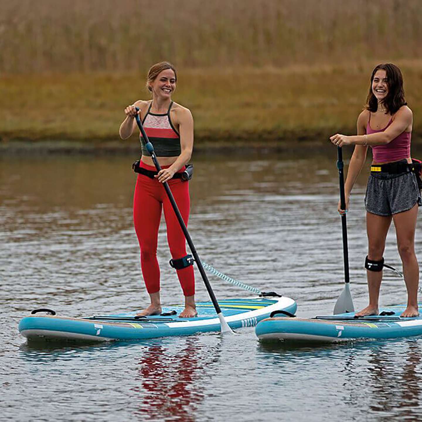 Tahe 12'6 Breeze Wing Inflatable SUP 2022 deck pad and bungee storage detail