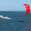 Cabrinha Drifter Apex 2026 Kite action image with the kite flying above the water, showing canopy shape, stability and on-water kitesurf performance