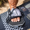 Crazyfly Lock II Bindings in black colour option angled view showing the foot straps and footbed shape