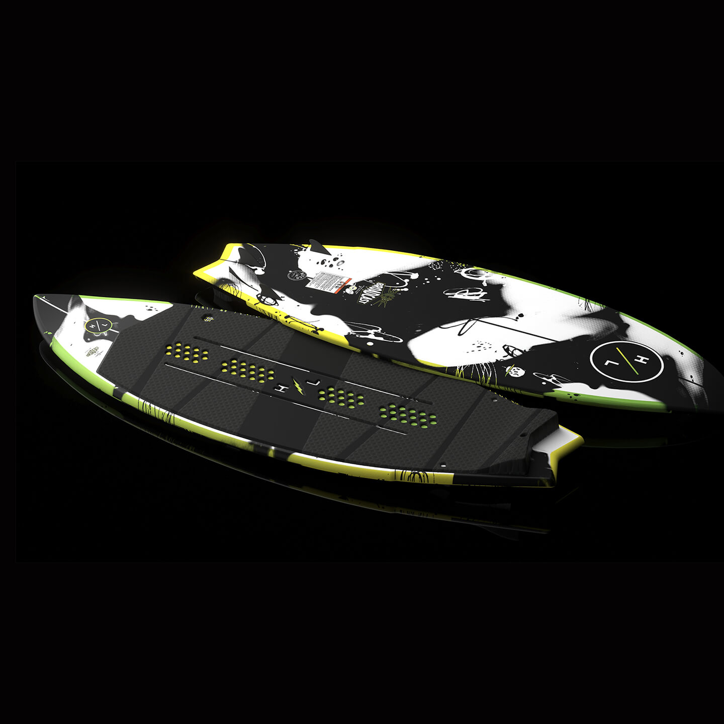 Hyperlite Broadcast Wakesurfer 2026 – alternate view showing the wakesurf board deck shape and nose-to-tail profile