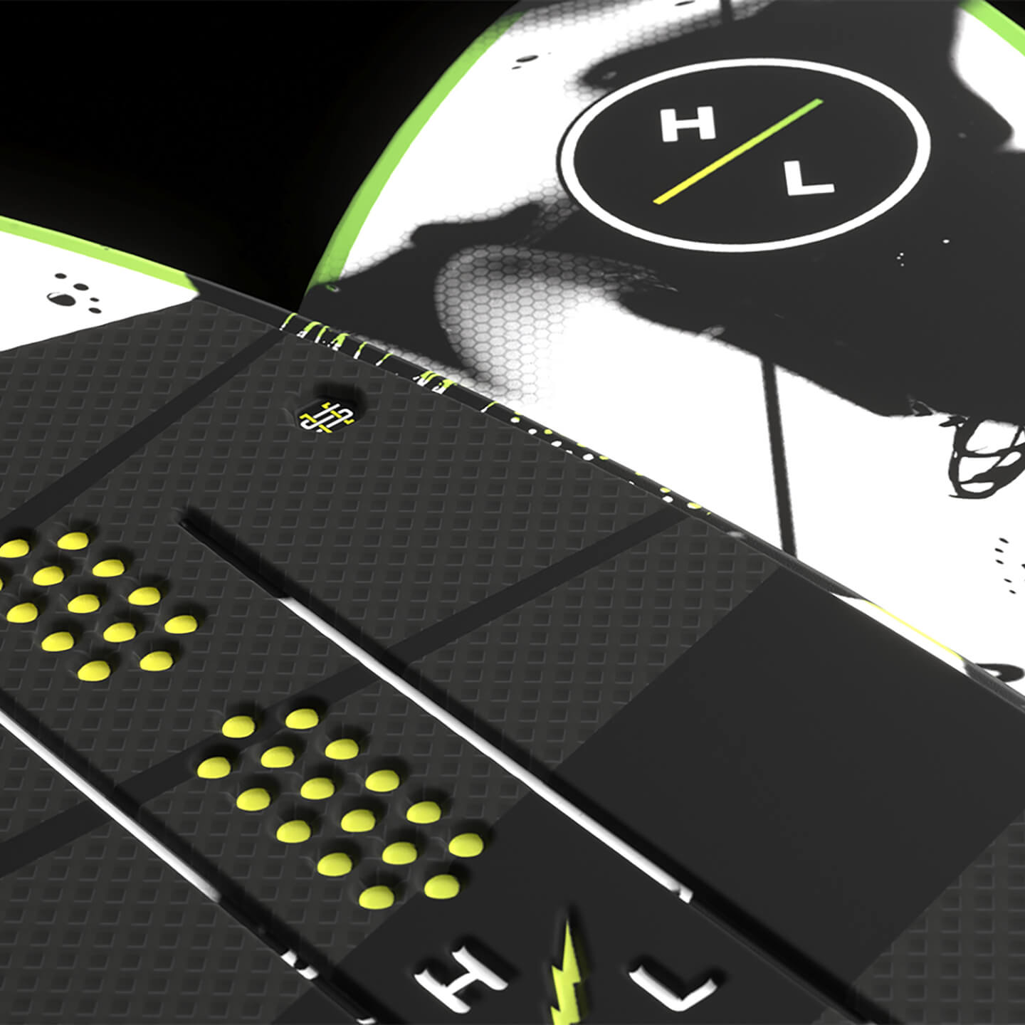 Hyperlite Broadcast Wakesurfer 2026 – close-up of the wakesurf board rails, tail and fin box detail